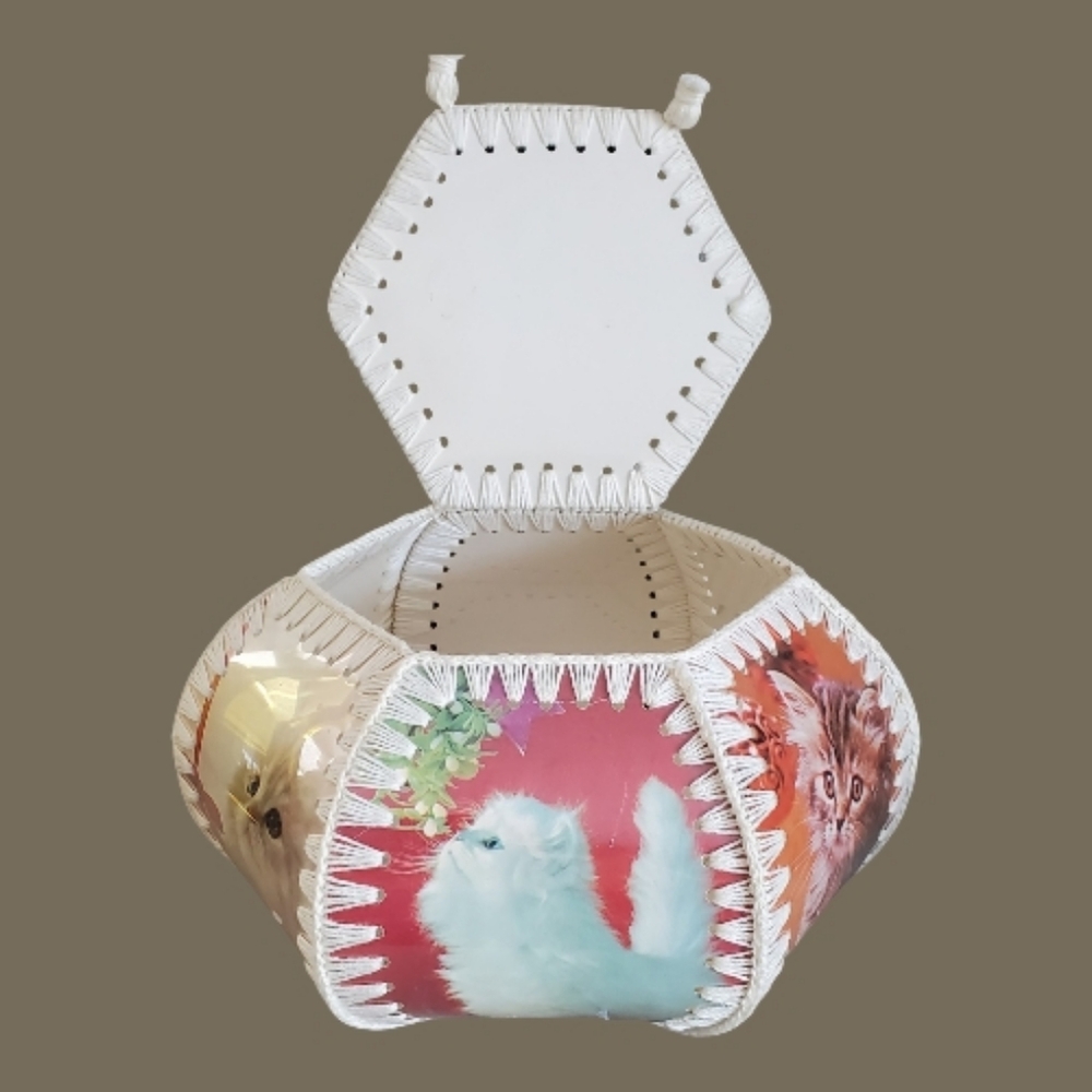 Kitschy Cat-Themed Holiday Box Handmade Keepsake Box